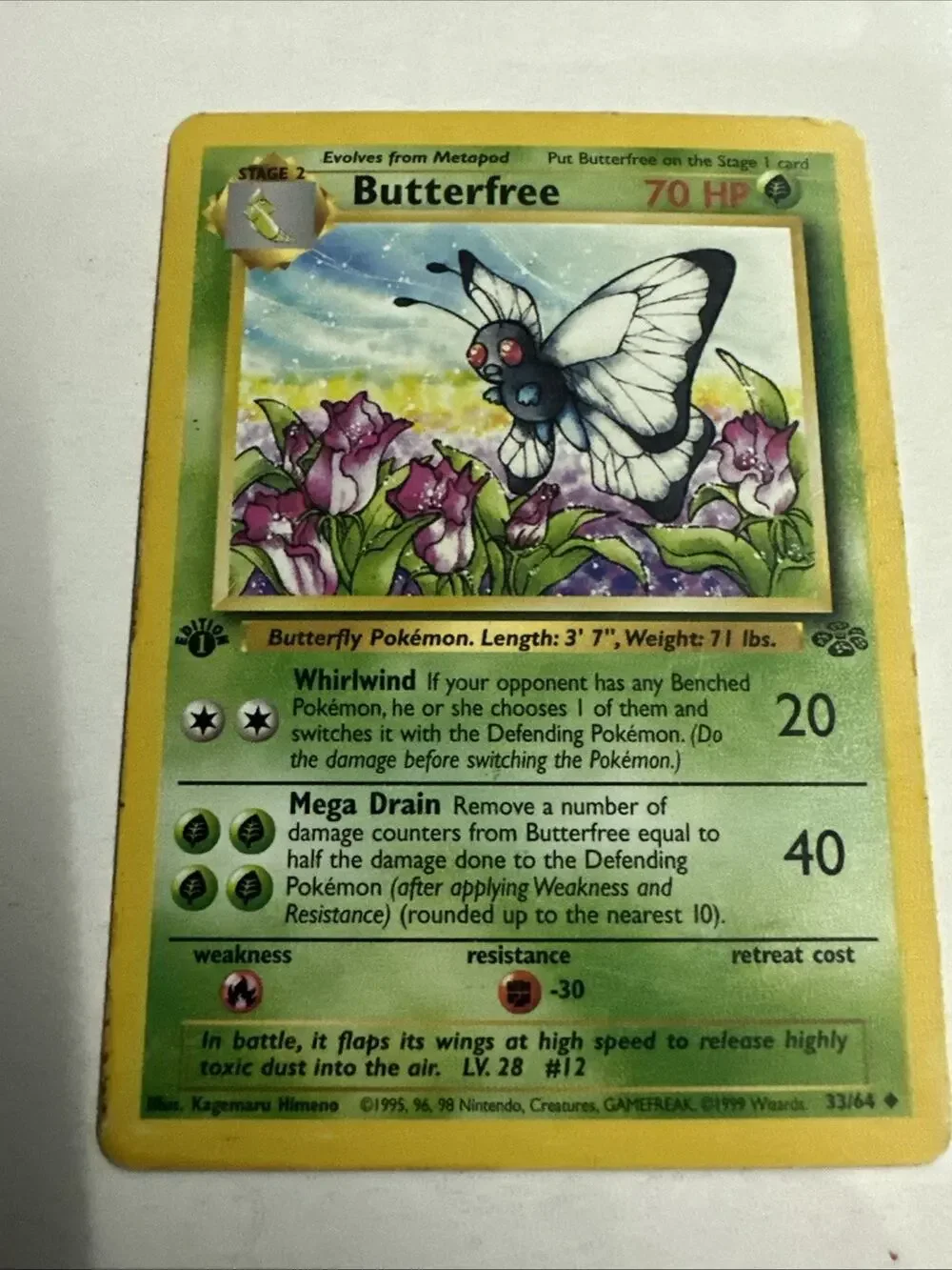Butterfree Jungle 1st Edition Uncommon Pokemon Card WOTC Kagemaru Himeno MP